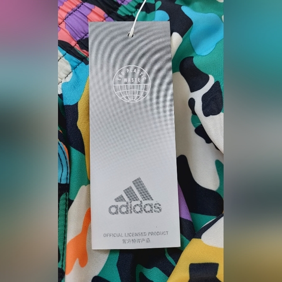 NWT Adidas Girls Athletic Lightweight Shorts Bright Neon Abstract Floral Print - Picture 5 of 6